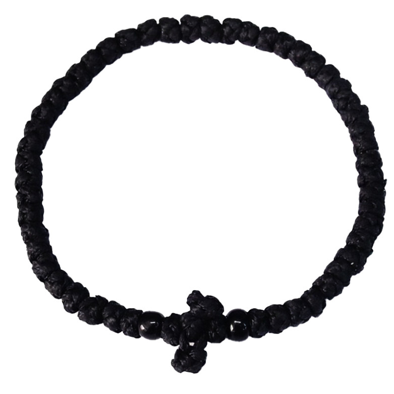 Waxed prayer rope bracelet 3.5mm (komboskini) black.