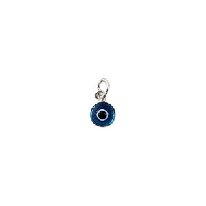 Sterling silver 925° murano 6mm evil eye (mati)  pendant