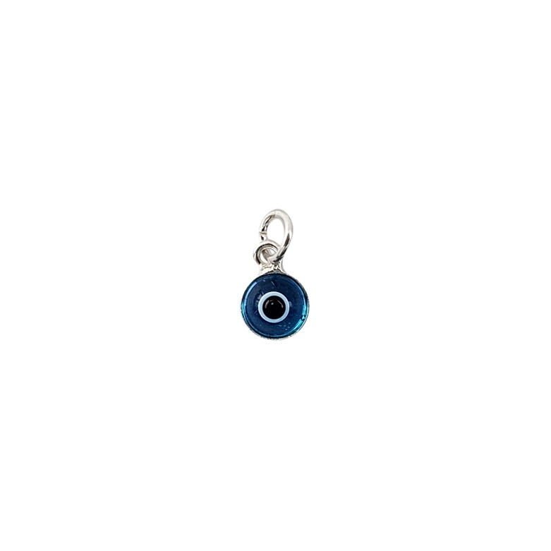 Sterling silver 925° murano 6mm evil eye (mati)  pendant