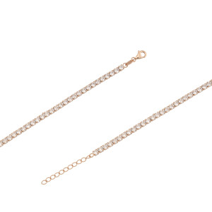 Sterling silver 925°Rose plated 3mm clear cz tennis bracelet
