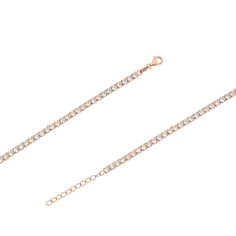 Sterling silver 925°Rose plated 3mm clear cz tennis bracelet