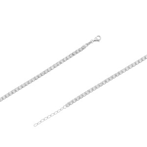 Sterling silver 925°Rhodium plated 3mm clear cz tennis bracelet.