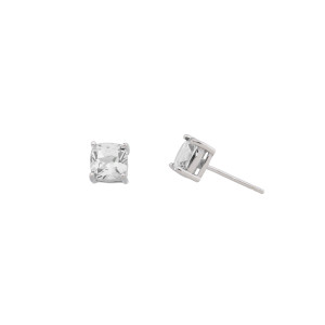 Sterling Silver 925°,square shape clear cz earring.