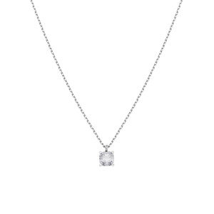 Sterling Silver 925°,rhodium square shape clear cz pendant with a chain.
