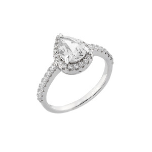 Sterling Silver 925°,pear shape clear cz ring.