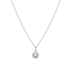 Sterling Silver 925°,round shape clear cz necklace.