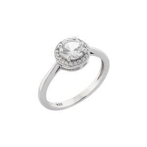 Sterling Silver 925°,round shape clear cz ring.