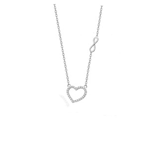 Sterling silver 925° ,c.z. heart and infinity necklace.