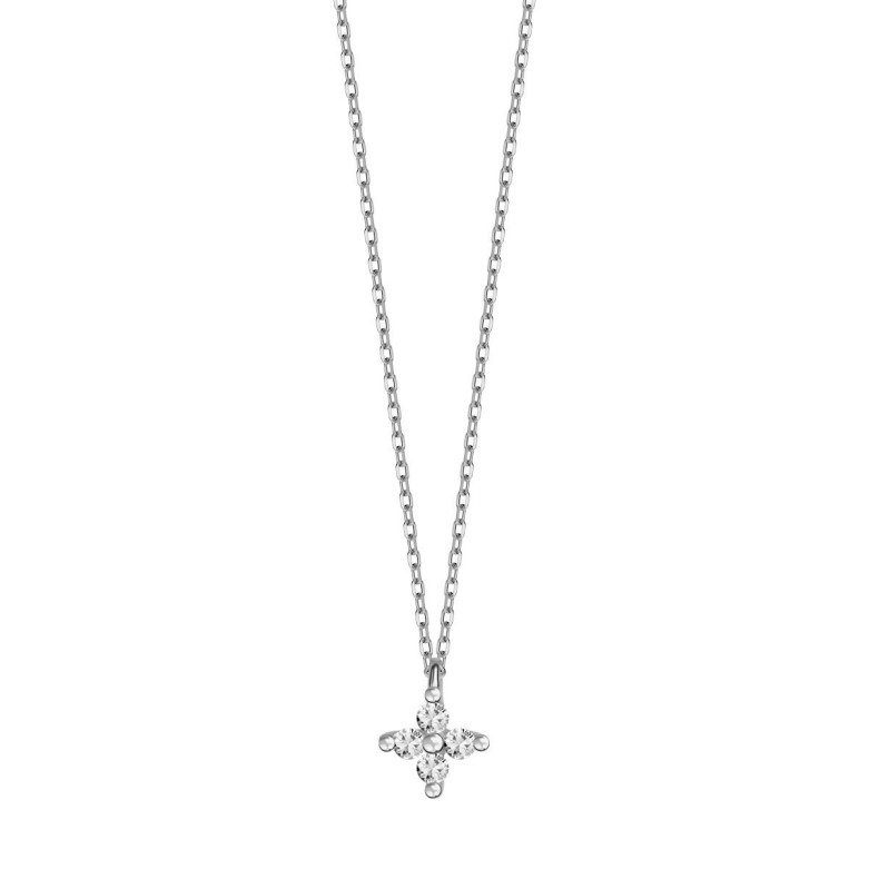 Sterling silver 925° 4 cz cluster pendant, 40+5cm extension chain.