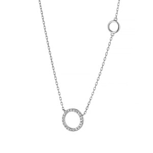 Sterling silver 925° round cz circle and smaller plain circle on a necklace. 