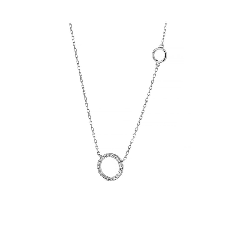 Sterling silver 925° round cz circle and smaller plain circle on a necklace. 