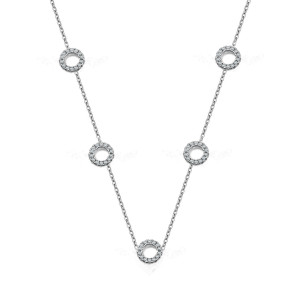 Sterling silver 925° cz circles on a necklace.