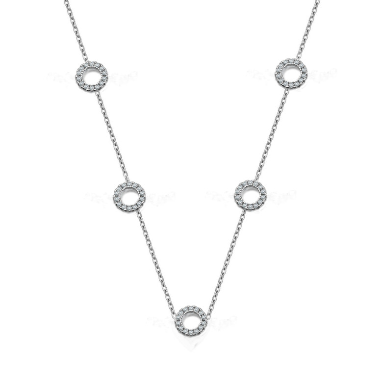 Sterling silver 925° cz circles on a necklace.