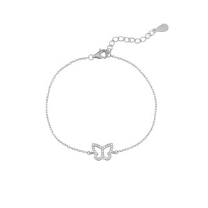 Sterling silver 925°,  rhodium cz butterfly bracelet.