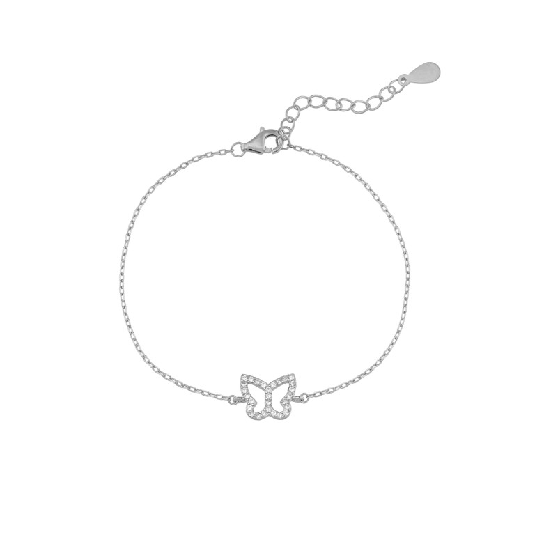 Sterling silver 925°,  rhodium cz butterfly bracelet.