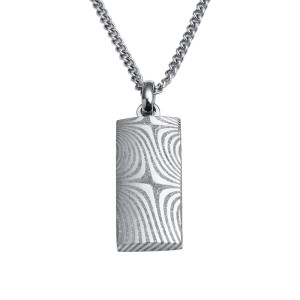 1J4 Damascus steel pendant with matching stainless 60cm chain.