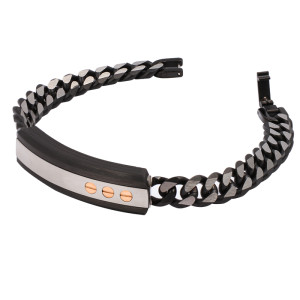 1J4 Designer Carbon fiber ID  bracelet with stainless steel chain. 21cm
