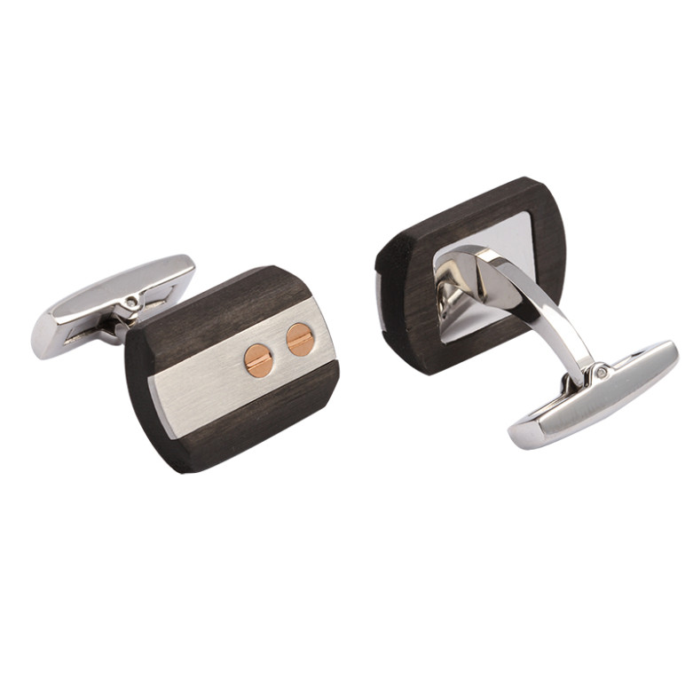 1J4 Designer Carbon fiber cufflinks with stainless steel ,rose gold plated screws. 20x14mm