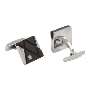 1J4 Designer Carbon fiber stainless steel cufflinks with a cz. 17x17mm each 