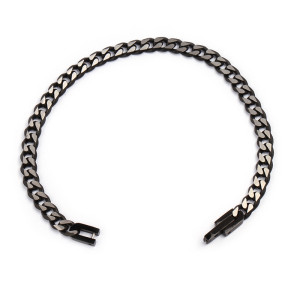 J4 Stainless steel curb bracelet with brush silver and IP black. 18.5cm , 5mm wide. Ext available.