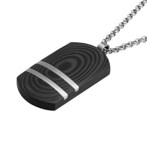 J4 Carbon fiber pendant with a double stainless steel inlay on a chain