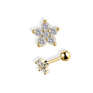Stainless steel gold plated star stud single earring