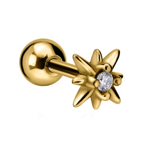 Stainless steel gold plated single star stud