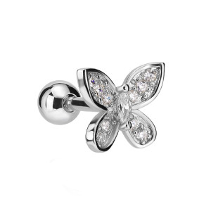 Stainless steel butterfly stud single earring