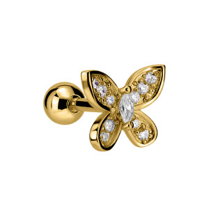Stainless steel gold plated butterfly stud single earring