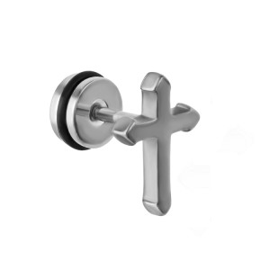 Stainless steel single cross stud single earring