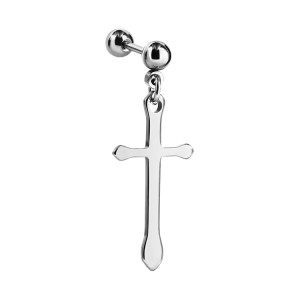 Stainless steel single cross stud earring