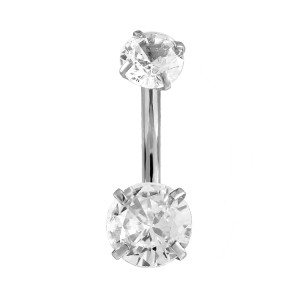 Stainless steel clear cz claw belly ring