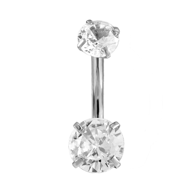 Stainless steel clear cz claw belly ring