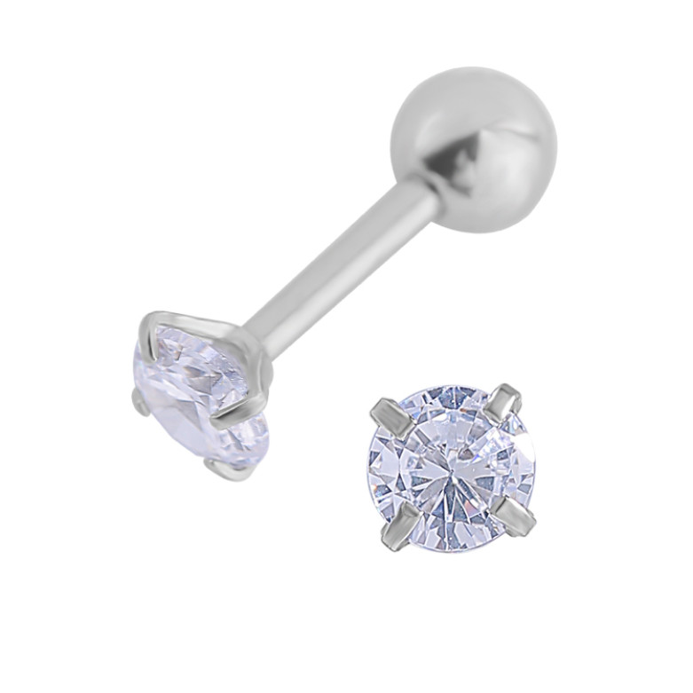 Stainless steel 4mm round ball back earring . Single earring