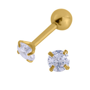 Stainless steel gold plated 4mm round ball back earring . Single earring