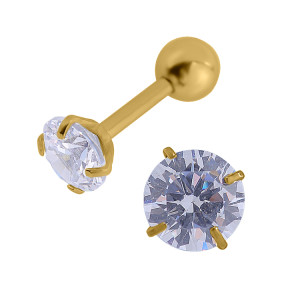 Stainless steel gold plated 5mm round ball back earring . Single earring