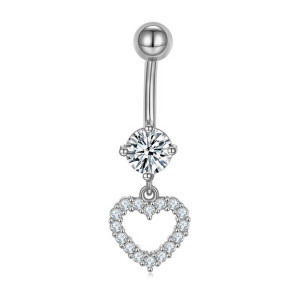 Stainless steel Bellyring with a hanging heart