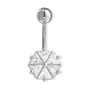 Bellyring flower cubic zirconia Stainless steel size：1.6*10*5mm