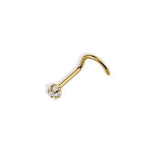 Stainless steel gold plated star zircon nose pin with a hook