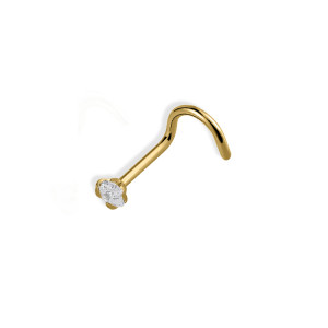Stainless steel gold plated 4 claw zircon nose stud with a hook