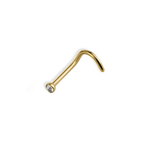 Stainless steel gold plated tube nose pin with a hook