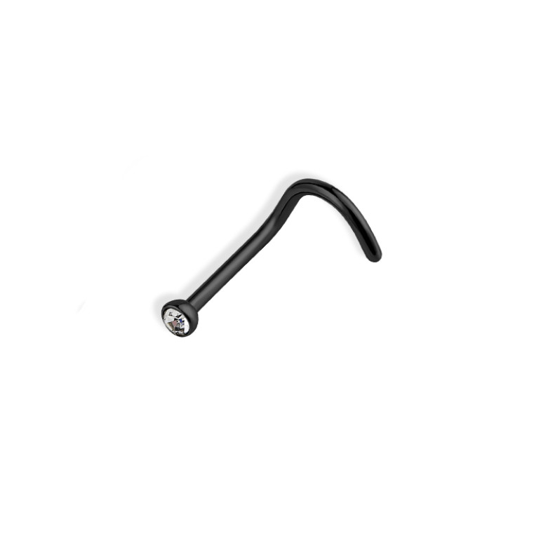 Stainless steel black plated tube nose pin with a hook