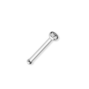Stainless steel tube set clear cz straight nose pin