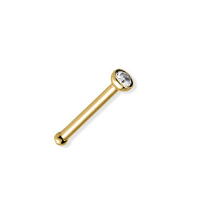 Stainless steel Gold plated tube cubic zircnia straight nose pin