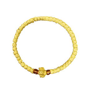 Waxed prayer rope bracelet 3.5mm (komboskini) light yellow