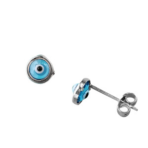 Sterling silver 925° evil eye (mati) stud earrings