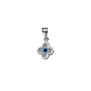 Sterling silver 925° mother of pearl evil eye (mati) cross pendant