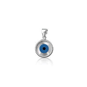 Sterling silver 925° mother of pearl evil eye mati pendant
