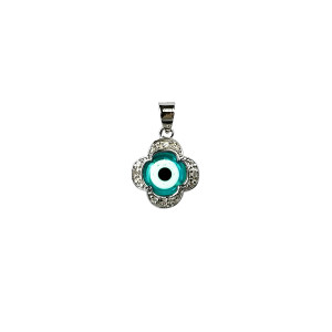 Sterling silver 925° cz evil eye (mati) cross pendant