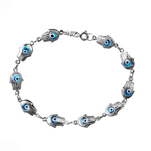 Sterling silver 925° murano hamsa hand bracelet.